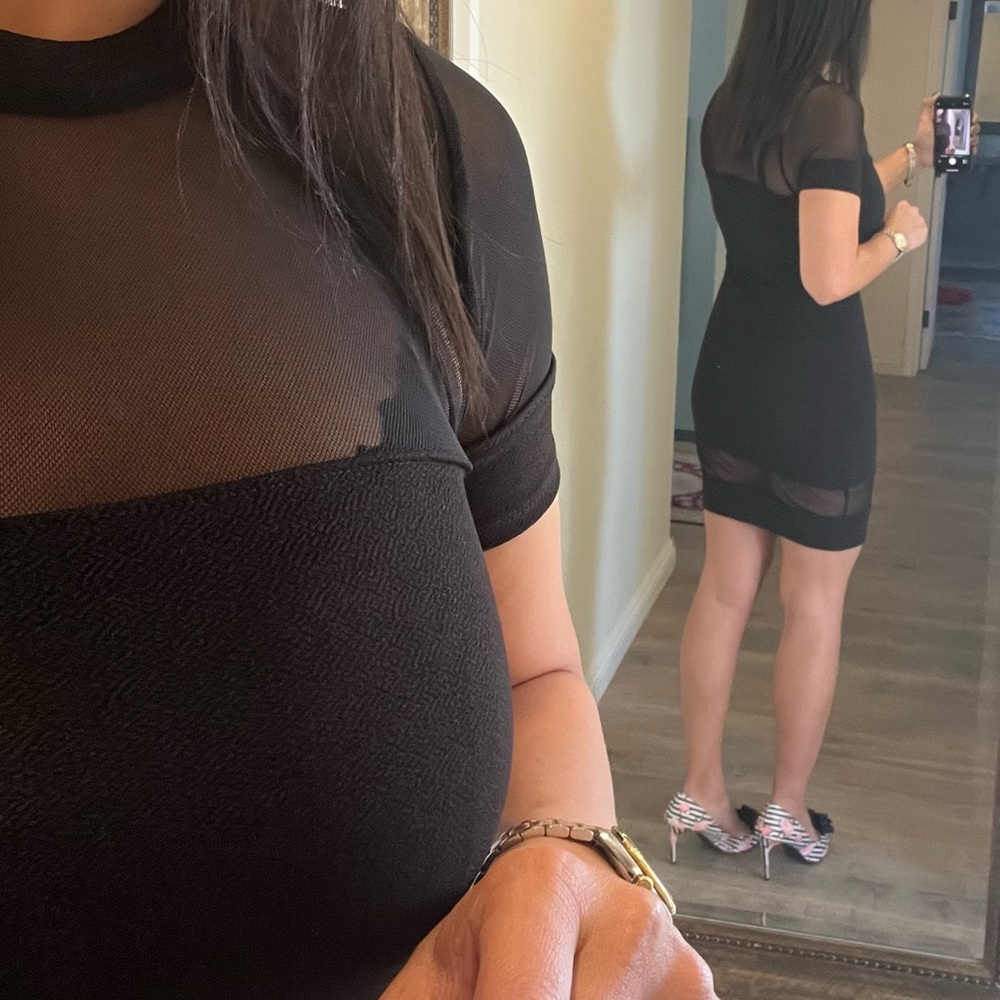 Elegant Black Mesh Dress
